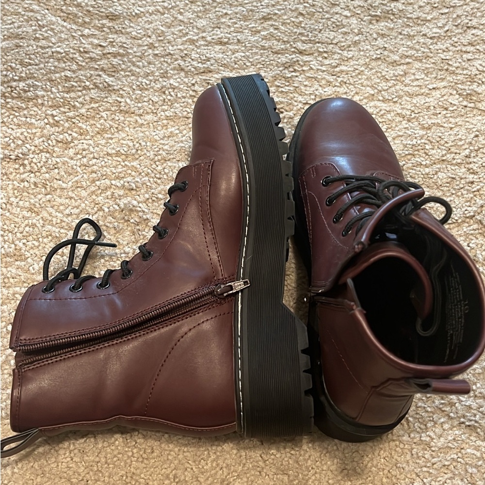 Target Burgundy Combat Boots (Doc Martens Knockoff)